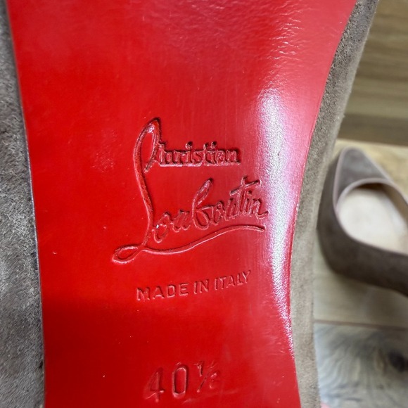 Christian Louboutin JS Suede Pumps 40.5 US 10.5 Light Brown Nude Platform - Picture 10 of 14